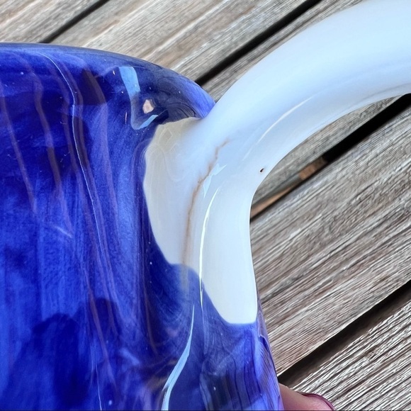 Starbucks Italy Hand Painted Christmas Tree North Star Coffee Mug Set Blue GUC - Picture 8 of 10